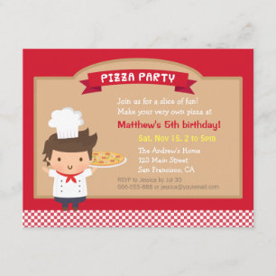 Invitaciones de Cumpleaños de Chef Niño de Pizza A