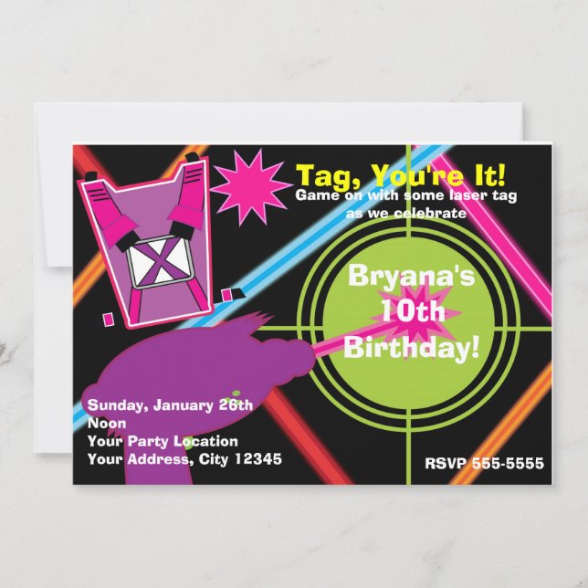 Invitaciones de cumpleaños de chicas para chicas d (Anverso)