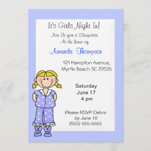 Invitaciones de cumpleaños de chicas Sleepover