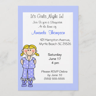 Invitaciones de cumpleaños de chicas Sleepover
