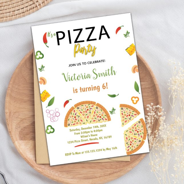 Invitaciones de cumpleaños de Chili Pizza (Chili Pizza Birthday Invitations)