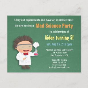 Invitaciones de cumpleaños de ciencia loca para ci