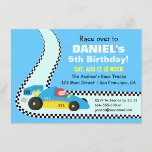 Invitaciones de cumpleaños de coche de carreras az