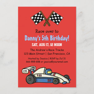 Invitaciones de Cumpleaños de Coche de Carreras pa