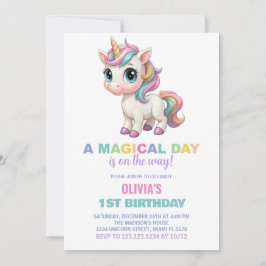 Invitaciones de cumpleaños de colores de unicornio