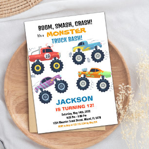 Invitaciones de cumpleaños de Colors Monster Truck