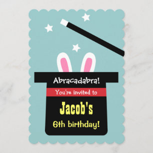 Invitaciones de Cumpleaños de Conejo con Sombrero 