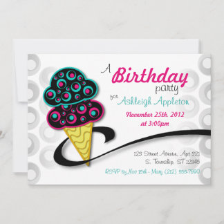 Invitaciones de cumpleaños de Crema de Hielo Retro