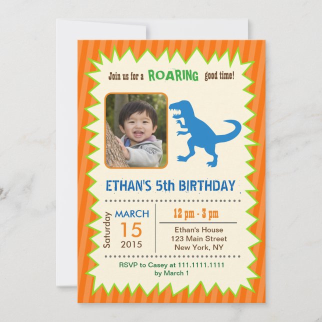 Invitaciones de cumpleaños de Dinosaur (Anverso)