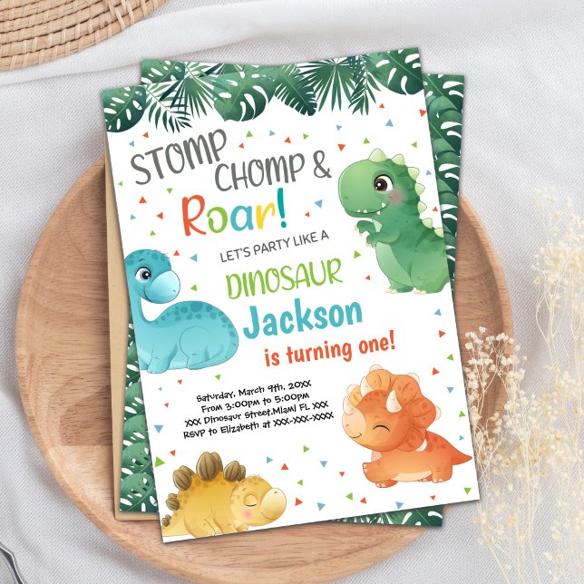 Invitaciones de cumpleaños de Dinosaur (Dinosaur Birthday Invitations)