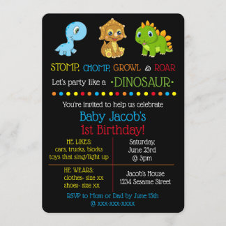 Invitaciones de cumpleaños de Dinosaur