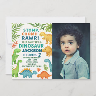 Invitaciones de cumpleaños de Dinosaur con foto