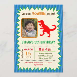 Invitaciones de cumpleaños de Dinosaur T REX Photo
