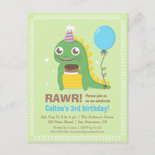 Invitaciones de cumpleaños de dinosaurio lindos