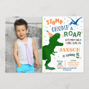 Invitaciones de cumpleaños de dinosaurio T-Rex
