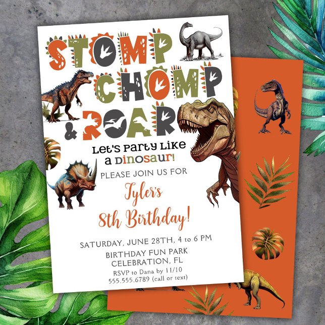 Invitaciones de cumpleaños de Dinosaurio Tipografí (Subido por el creador)