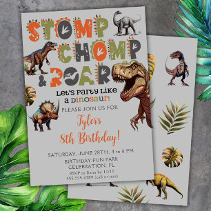 Invitaciones de cumpleaños de Dinosaurio Tipografí