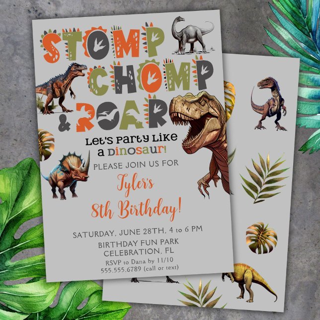Invitaciones de cumpleaños de Dinosaurio Tipografí (Subido por el creador)