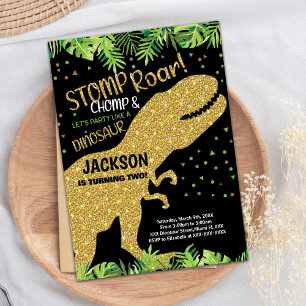 Invitaciones de cumpleaños de dinosaurios Purpurin