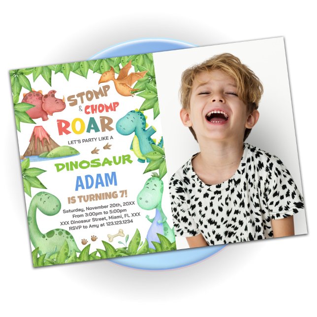Invitaciones de cumpleaños de dinosaurios verdes c (Subido por el creador)