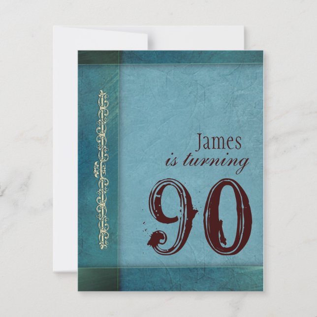 Invitaciones de cumpleaños de diseñador azul (Anverso)