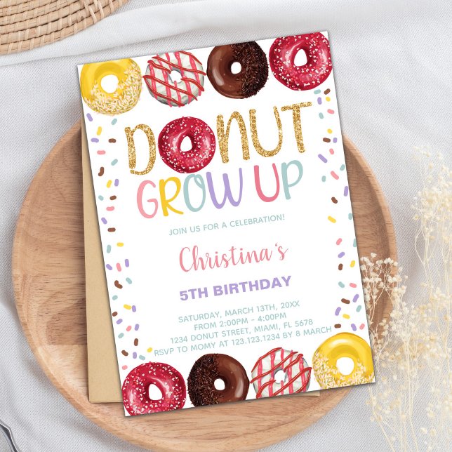Invitaciones de cumpleaños de donut amarillos (Yellow Donut Birthday Invitations)