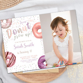 Invitaciones de cumpleaños de Donut Silver con fot