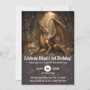 Invitaciones de cumpleaños de dragón acuarela