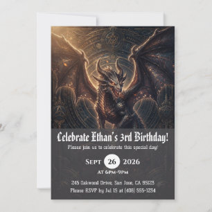 Invitaciones de cumpleaños de dragón acuarela
