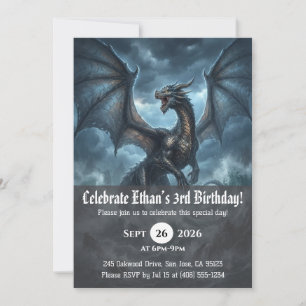 Invitaciones de cumpleaños de dragón acuarela