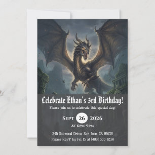 Invitaciones de cumpleaños de dragón acuarela