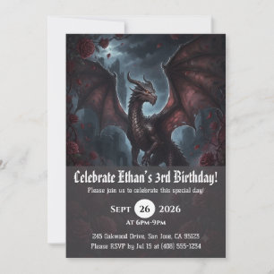Invitaciones de cumpleaños de dragón acuarela