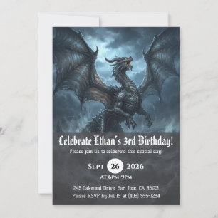 Invitaciones de cumpleaños de dragón acuarela
