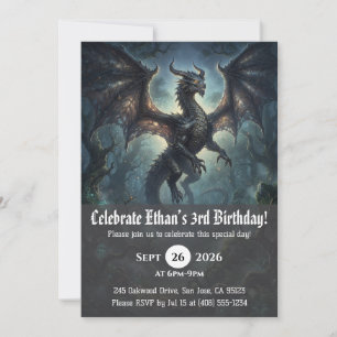 Invitaciones de cumpleaños de dragón acuarela