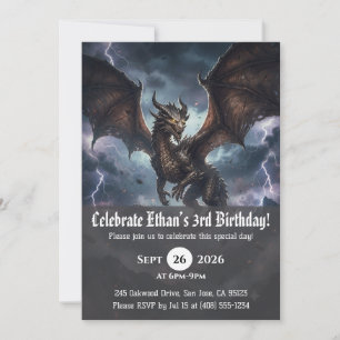 Invitaciones de cumpleaños de dragón acuarela