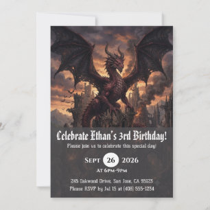 invitaciones de cumpleaños de dragón acuarela