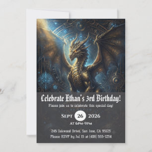 Invitaciones de cumpleaños de dragón acuarela