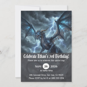 Invitaciones de cumpleaños de dragón acuarela