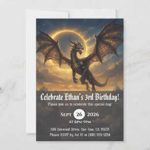 Invitaciones de cumpleaños de dragón acuarela