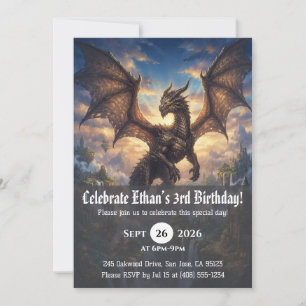invitaciones de cumpleaños de dragón acuarela
