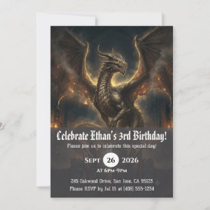 invitaciones de cumpleaños de dragón acuarela