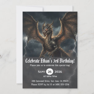 Invitaciones de cumpleaños de dragón acuarela