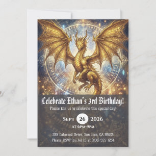 Invitaciones de cumpleaños de dragón acuarela