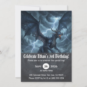 Invitaciones de cumpleaños de dragón acuarela