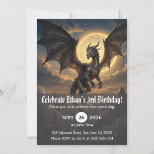 Invitaciones de cumpleaños de dragón acuarela