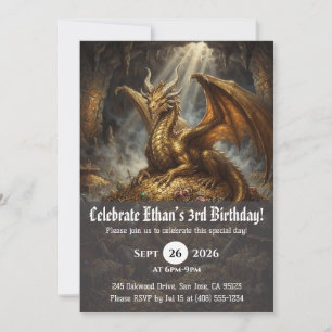 Invitaciones de cumpleaños de dragón acuarela