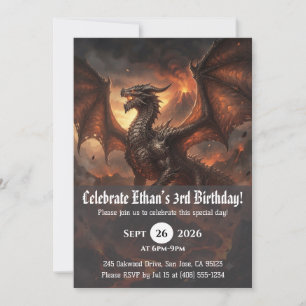 Invitaciones de cumpleaños de dragón acuarela