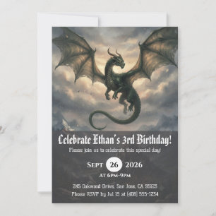 invitaciones de cumpleaños de dragón acuarela