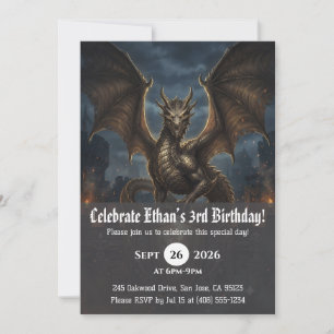 Invitaciones de cumpleaños de dragón acuarela