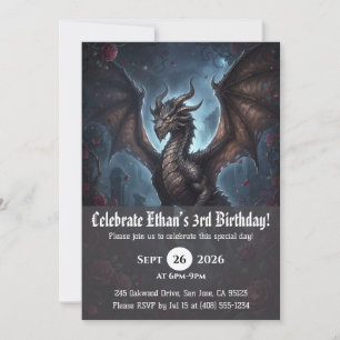 Invitaciones de cumpleaños de dragón acuarela